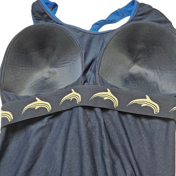 Dolfin Women's Aquashape Color Block Conservative Lap Swimsuit Navy/Royal Sz 18 - Picture 5 of 8